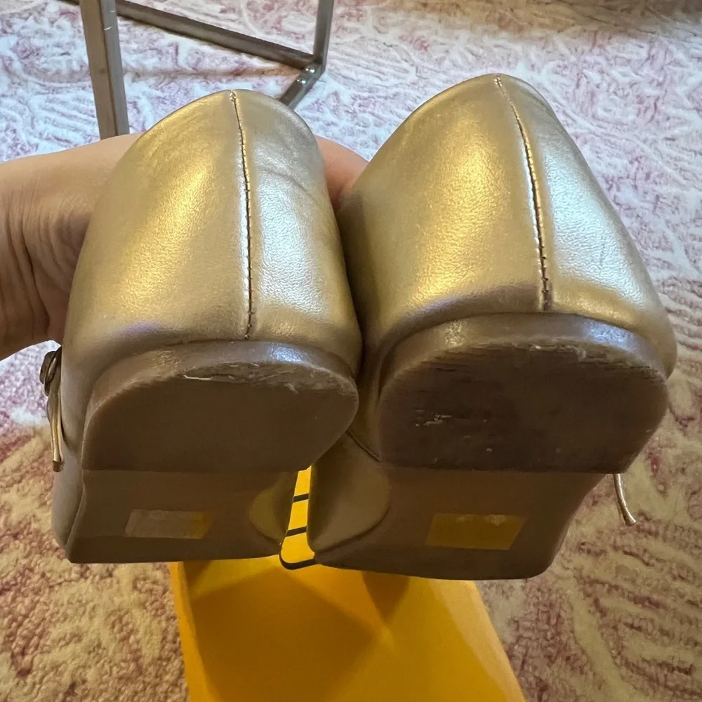 Gold Mary Jane Flats - Picture 5 of 8